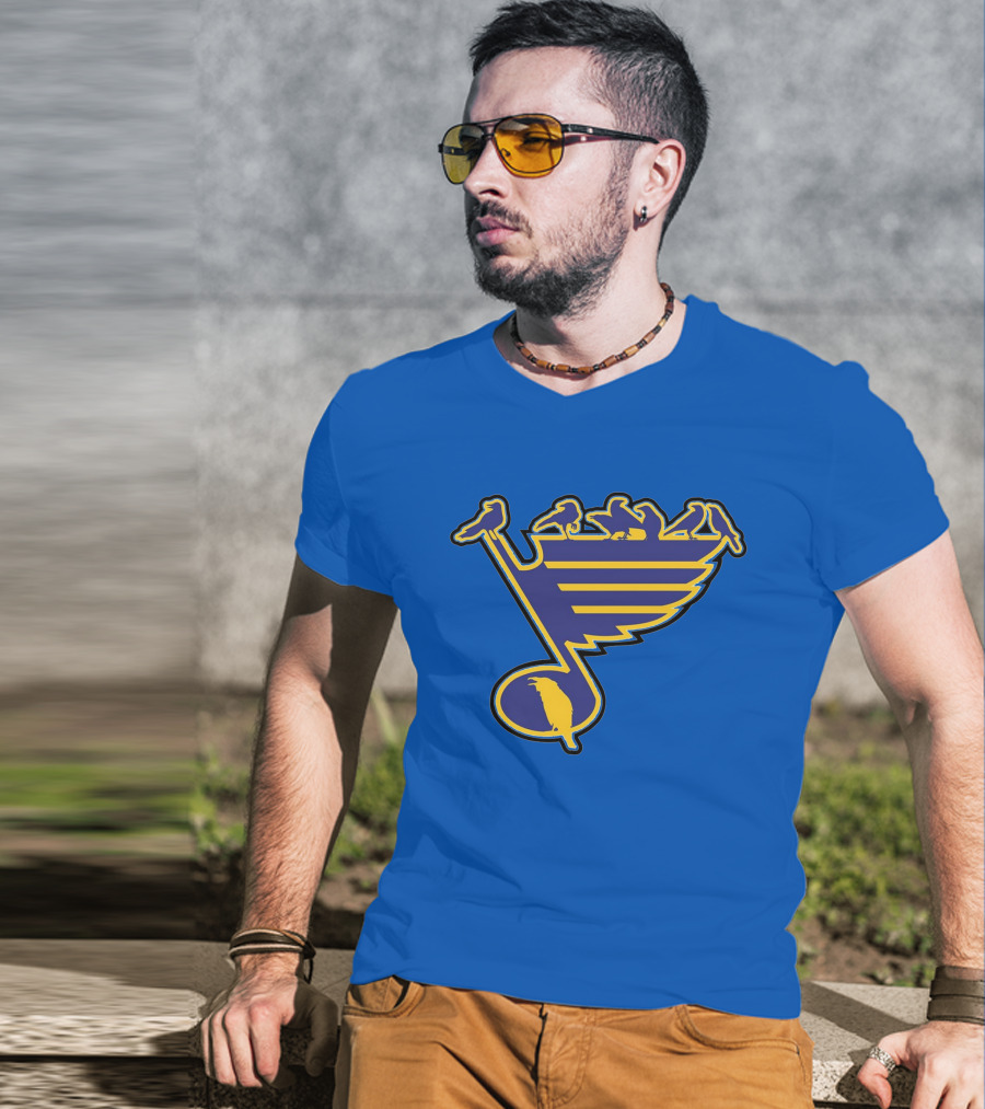 St. Louis Birds On Hockey Musical Note Logo NHL T-Shirt