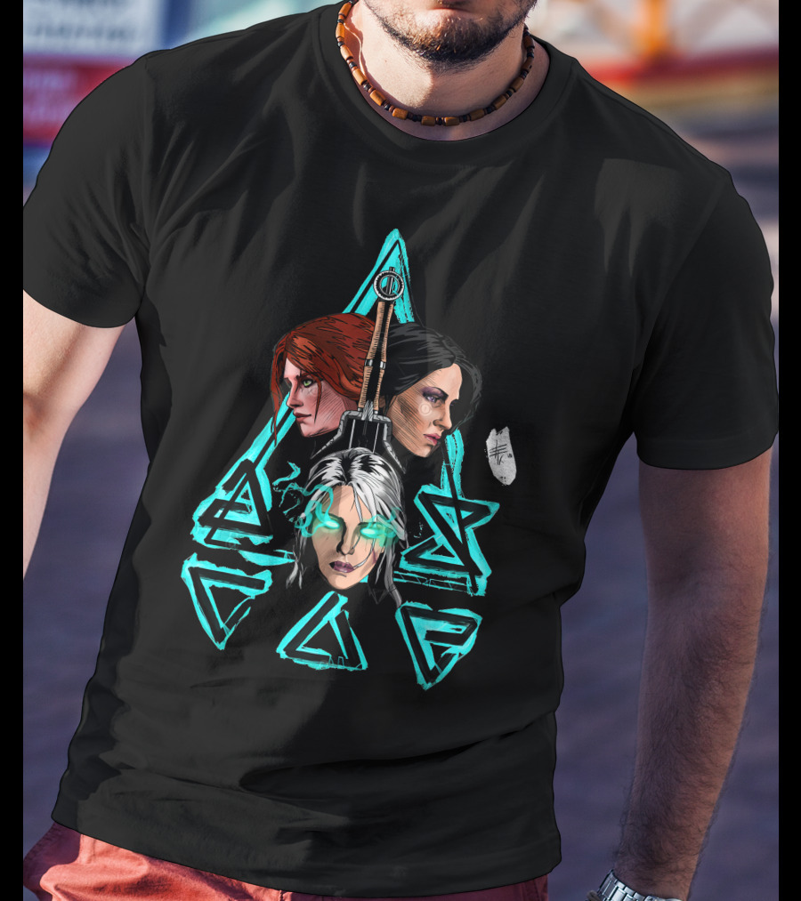 Geralt's Girls Glow Wild Hunt Witcher Triangle Warriors T-Shirt