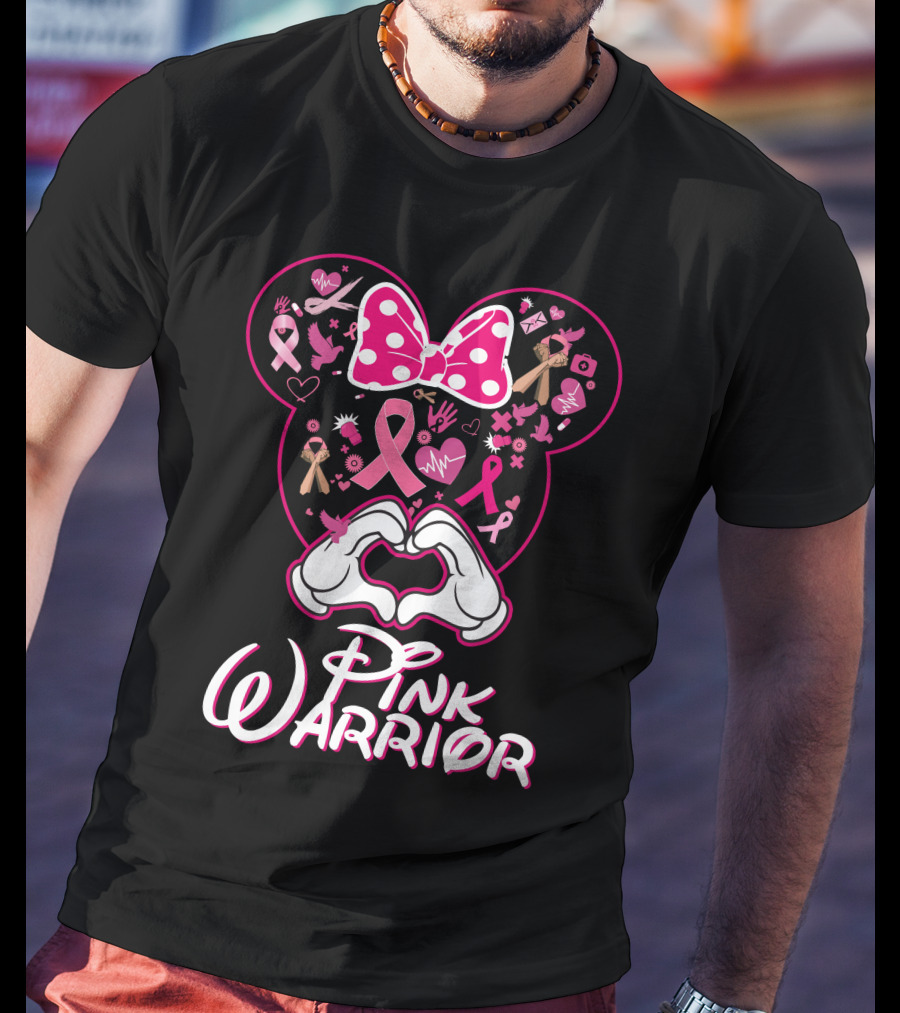 Pink Warrior Minnie Mouse Breast Cancer Awareness T-Shirt