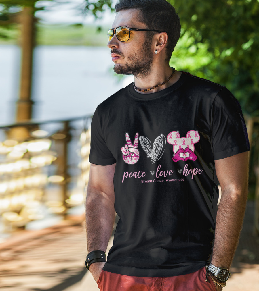 Peace Love Hope Breast Cancer Awareness T-Shirt
