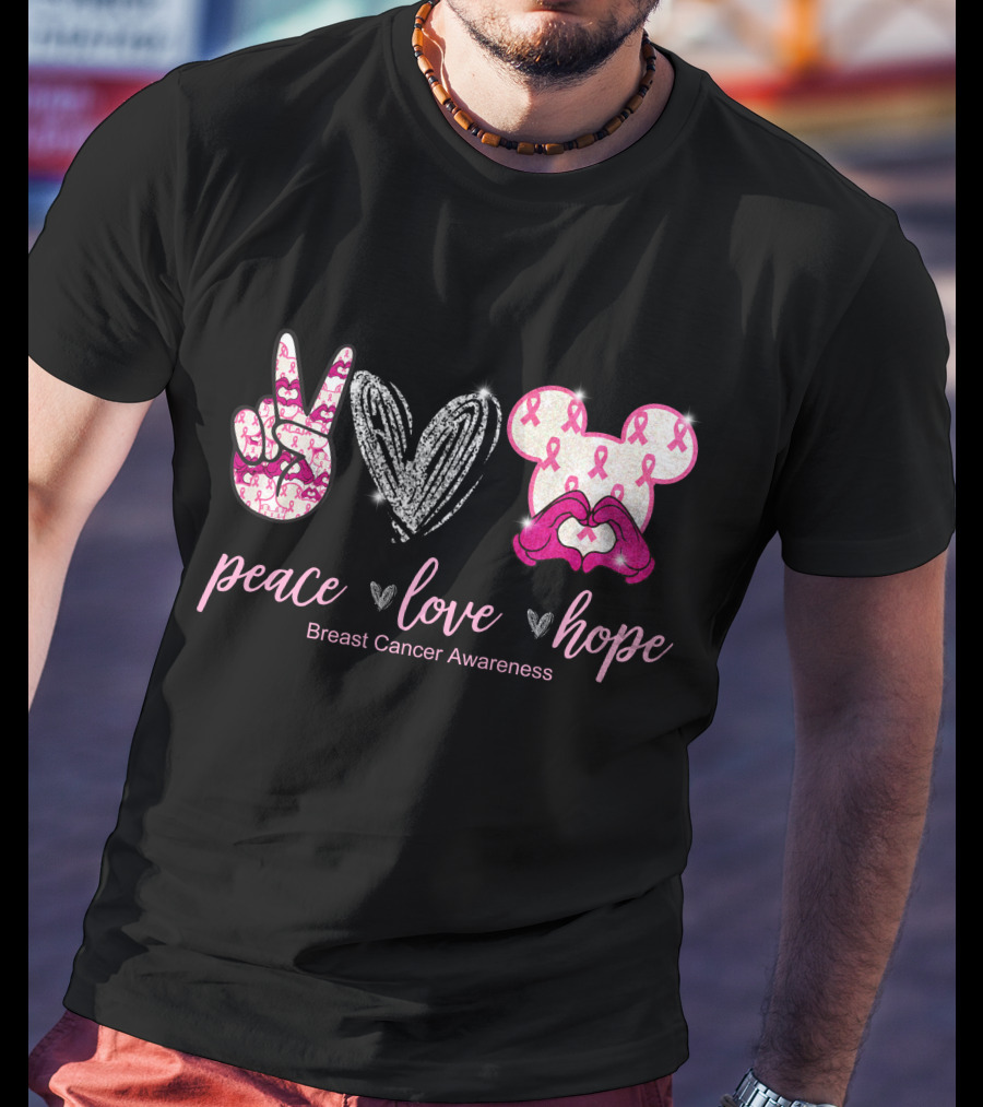 Peace Love Hope Breast Cancer Awareness T-Shirt