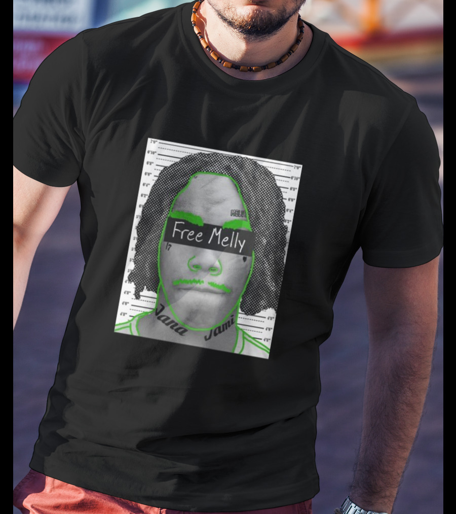 Free Melly Jana Jamell Green Outline Mugshot T-Shirt
