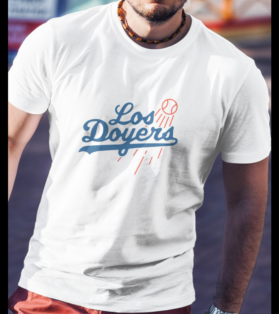 Los Doyers Baseball Theme With Iconic Bat And Ball Elements T-Shirt