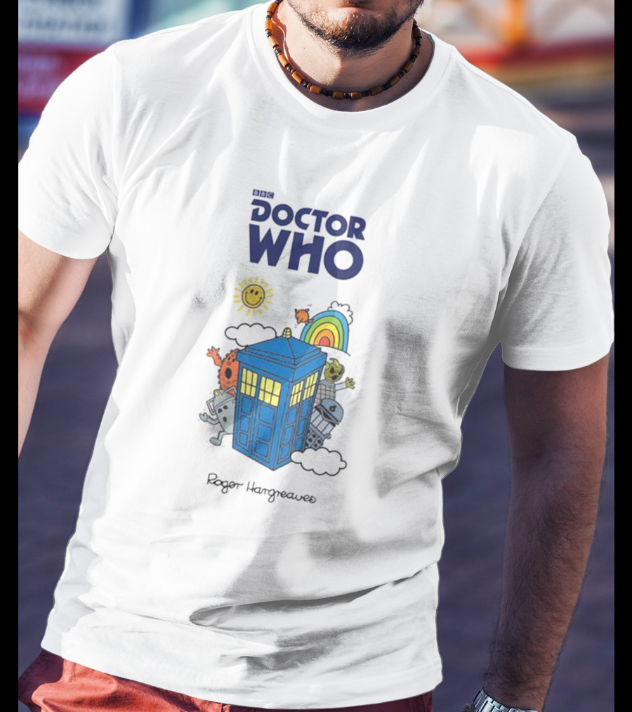 BBC Doctor Who Roger Hargreaves TARDIS Characters Rainbow Sun T-Shirt