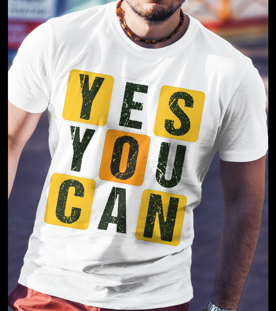 YES YOU CAN Motivation Yellow Orange Black T-Shirt