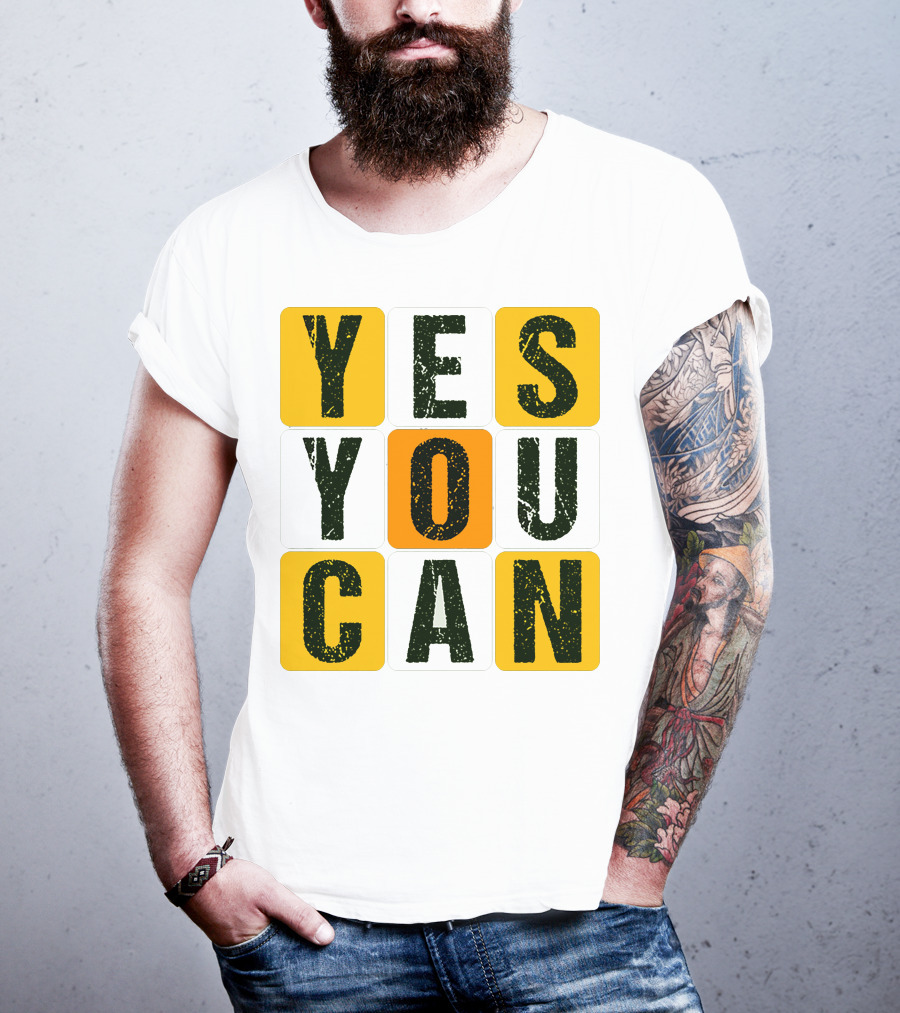 YES YOU CAN Motivation Yellow Orange Black T-Shirt