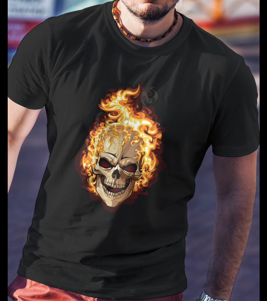 Ghost Rider Flaming Skull Iconic Visual Representation T-Shirt
