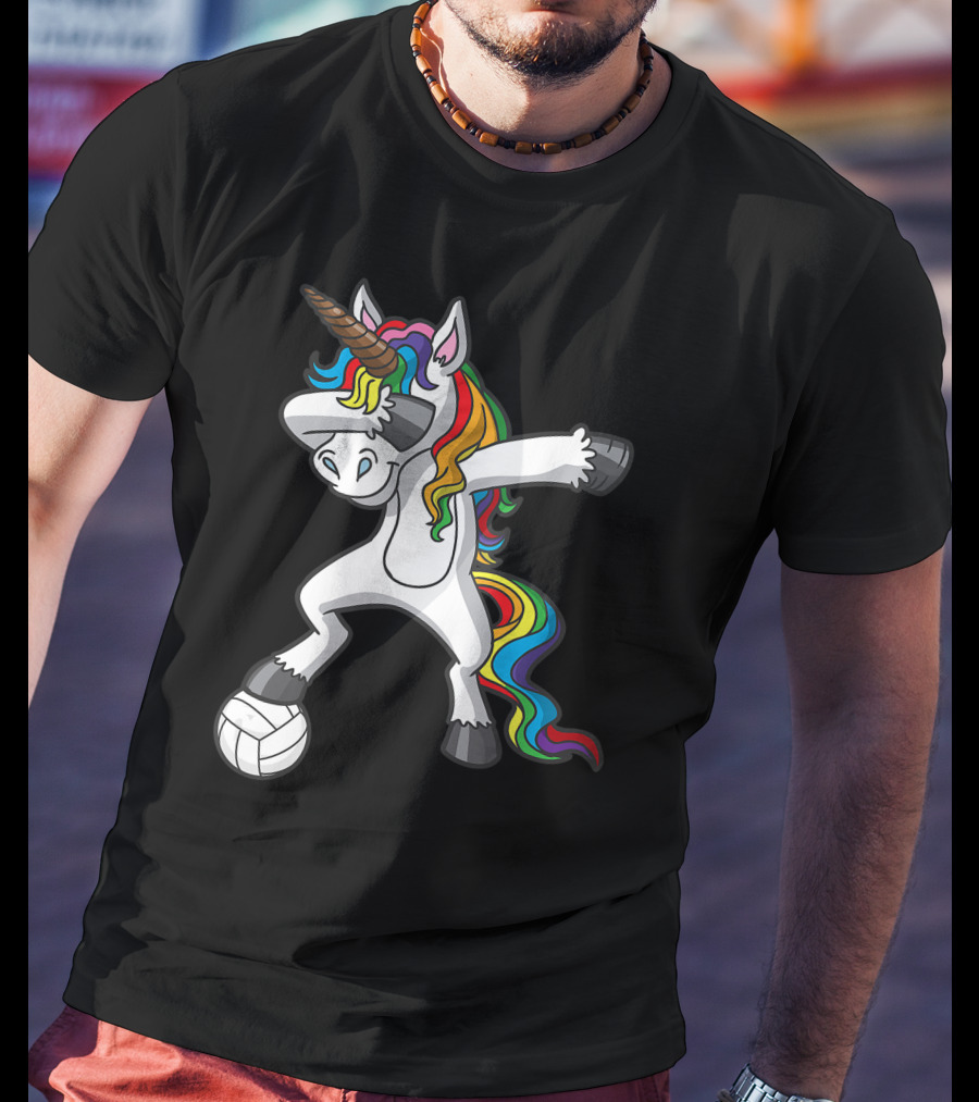Dabbing Rainbow Unicorn Volleyball T-Shirt