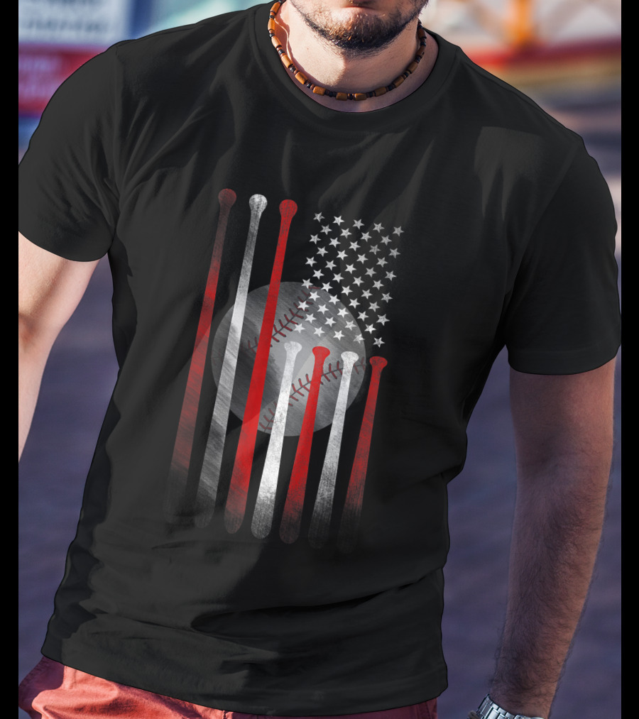 Vintage American Flag Baseball Bats T-Shirt