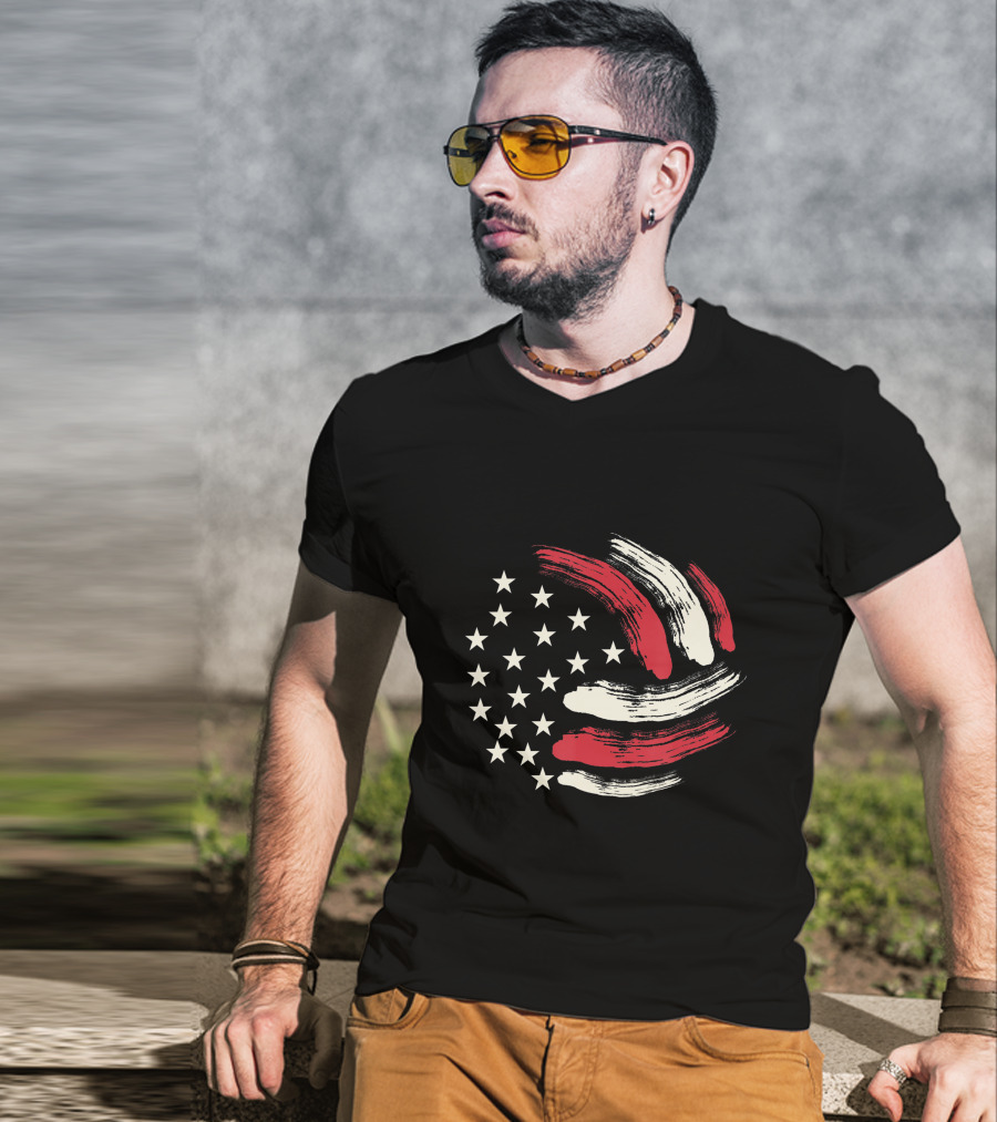 American Flag Patriotic Volleyball Team T-Shirt