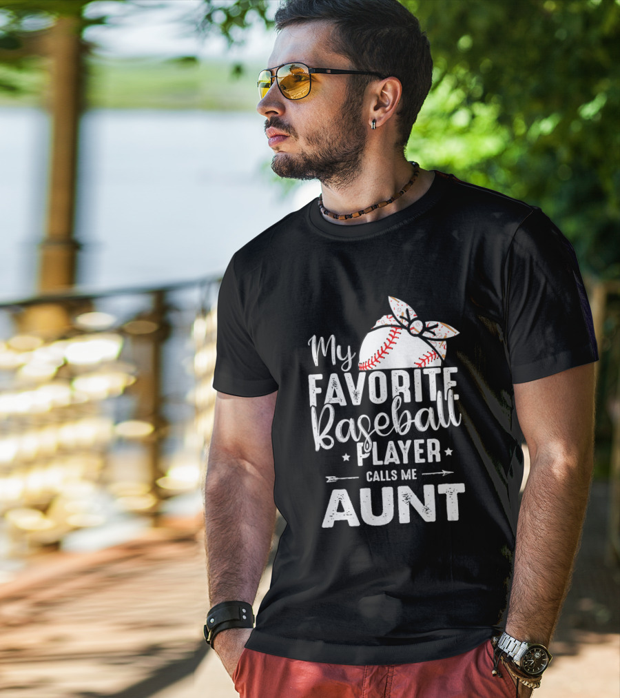 My Favorite Baseball Player Calls Me Aunt Batter Bow Tie T-Shirt