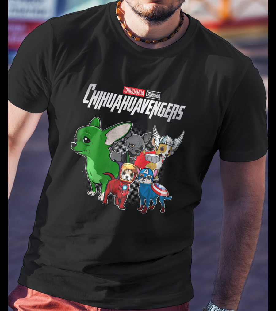 Chihuahuavengers Chihuahua Dog Superhero Group Comic T-Shirt