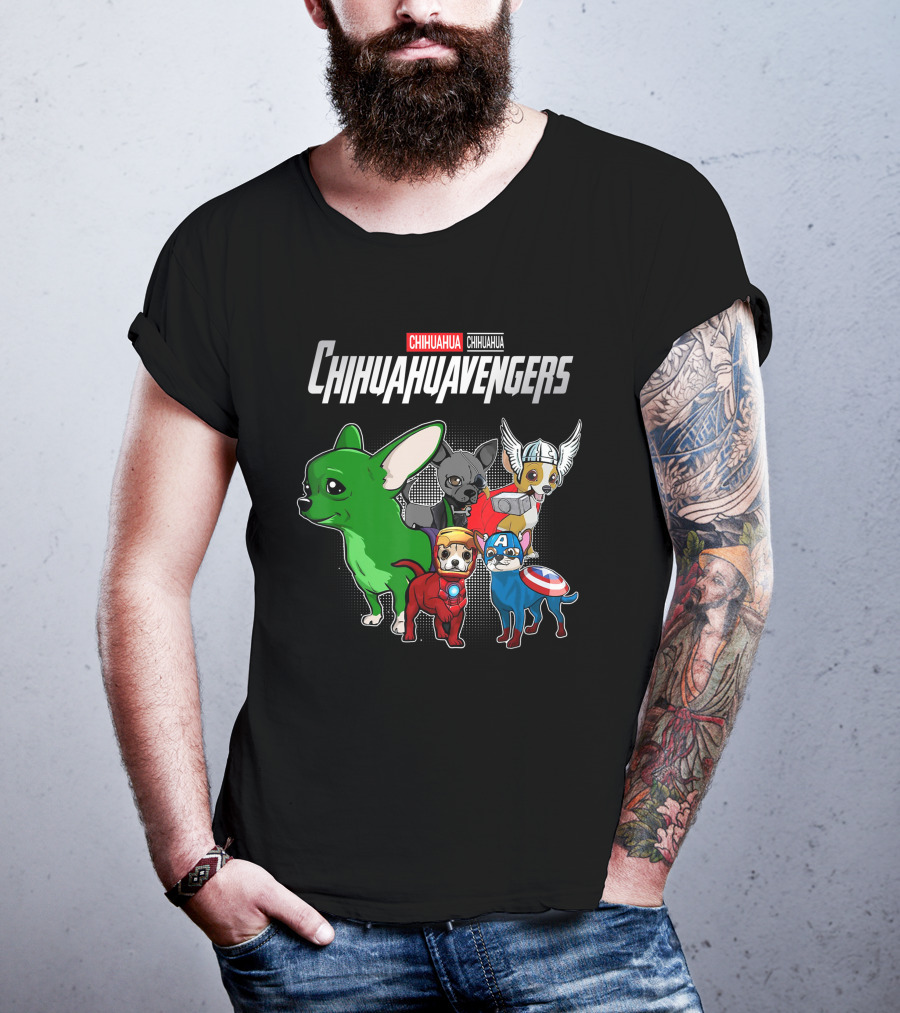 Chihuahuavengers Chihuahua Dog Superhero Group Comic T-Shirt