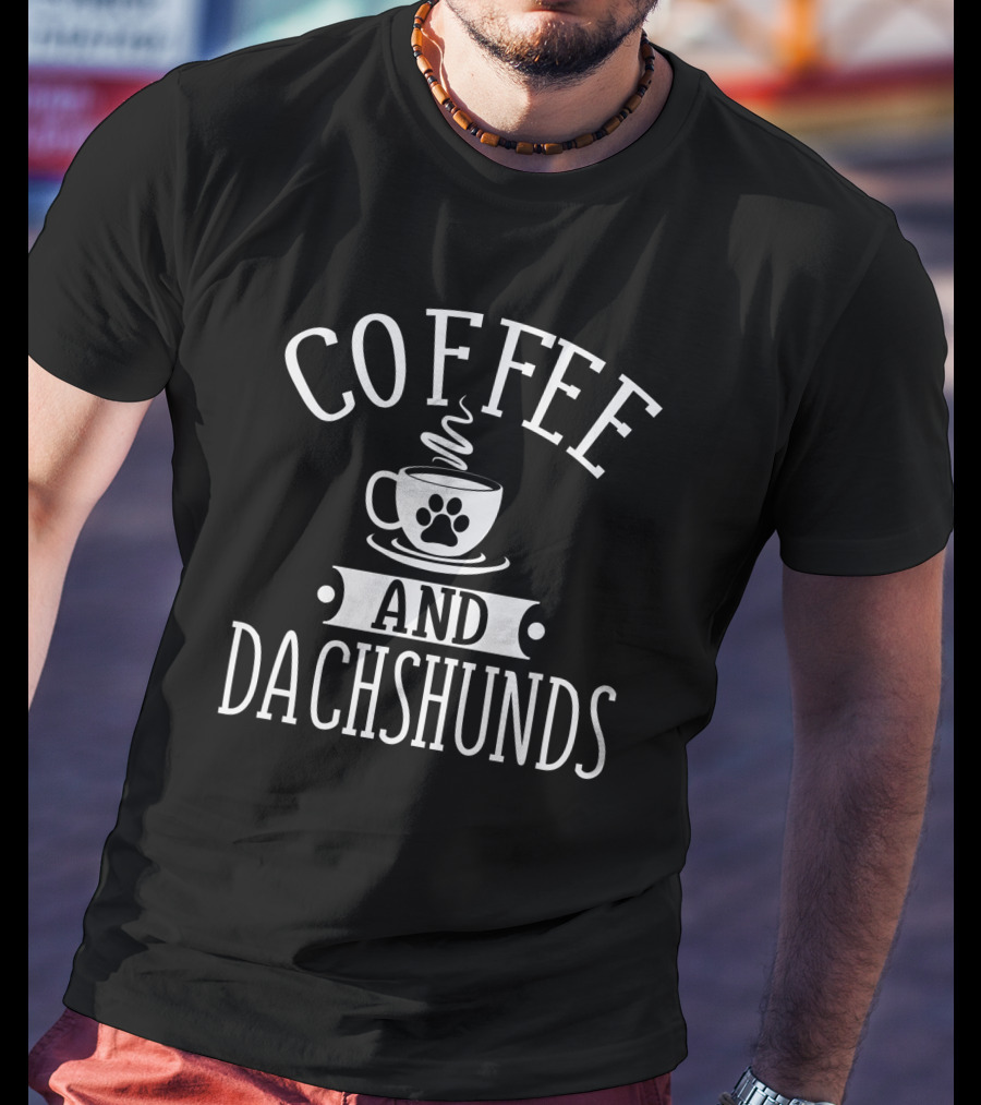 Coffee And Dachshunds Lover Paw Print Cup T-Shirt