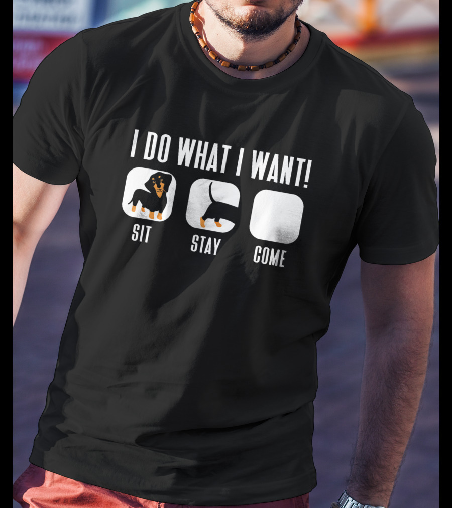 I Do What I Want Dachshund Sit Stay Come Doxie T-Shirt