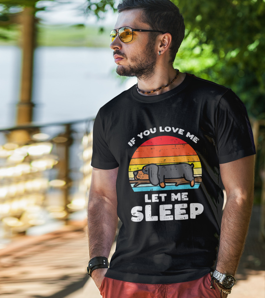 If You Love Me Let Me Sleep Dachshund Weiner Dog Vintage Sunset T-Shirt