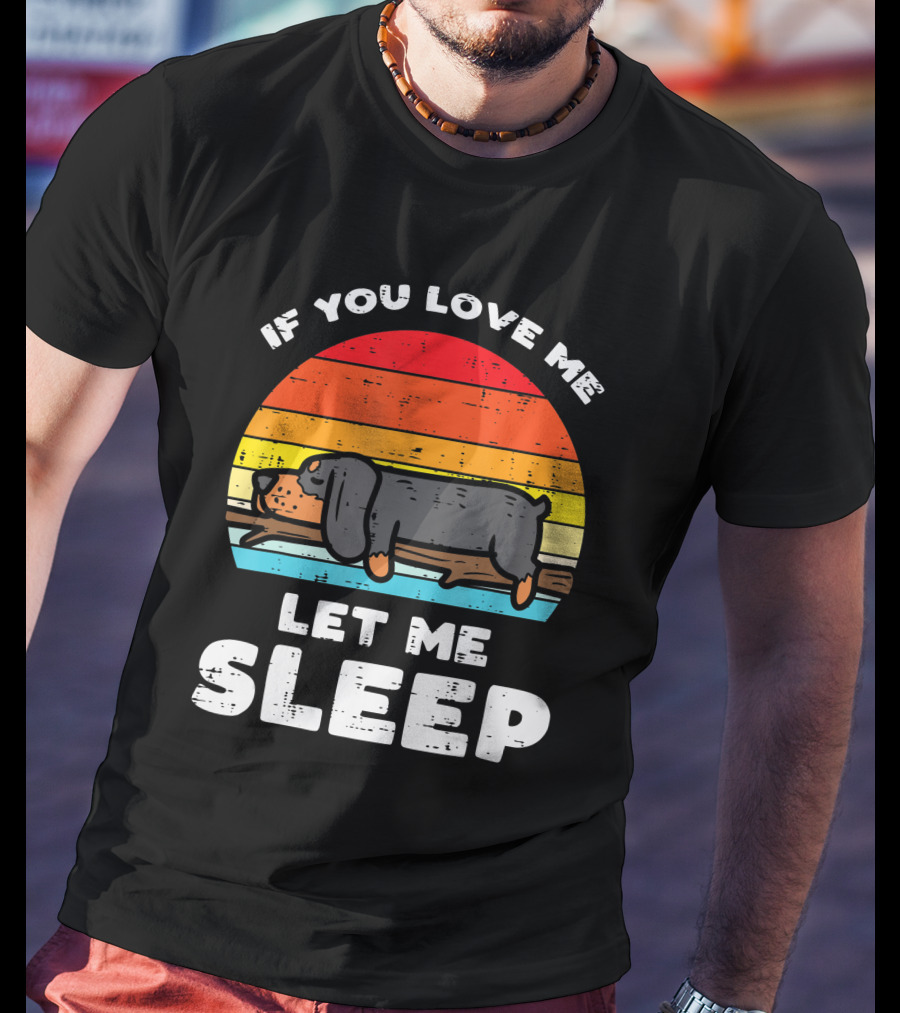 If You Love Me Let Me Sleep Dachshund Weiner Dog Vintage Sunset T-Shirt