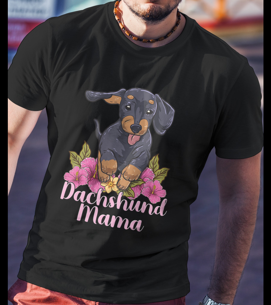 Dachshund Mama Mom Wiener Doxie Dachshund Lover Owner Floral T-Shirt