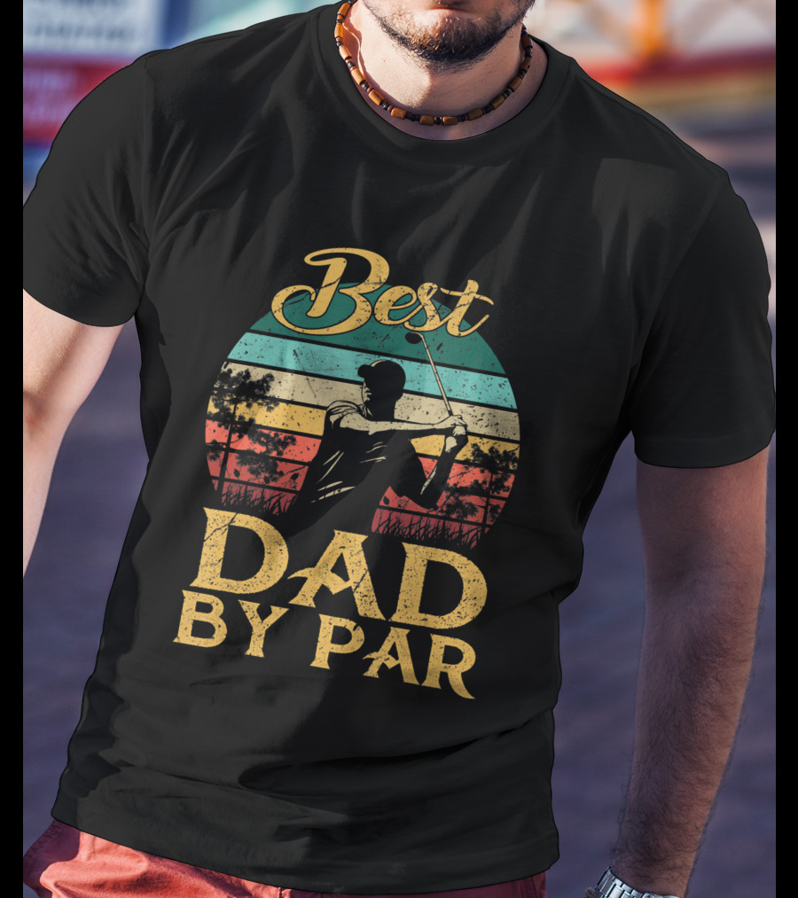 Best Dad By Par Vintage Golf Lover Golfer Retro T-Shirt