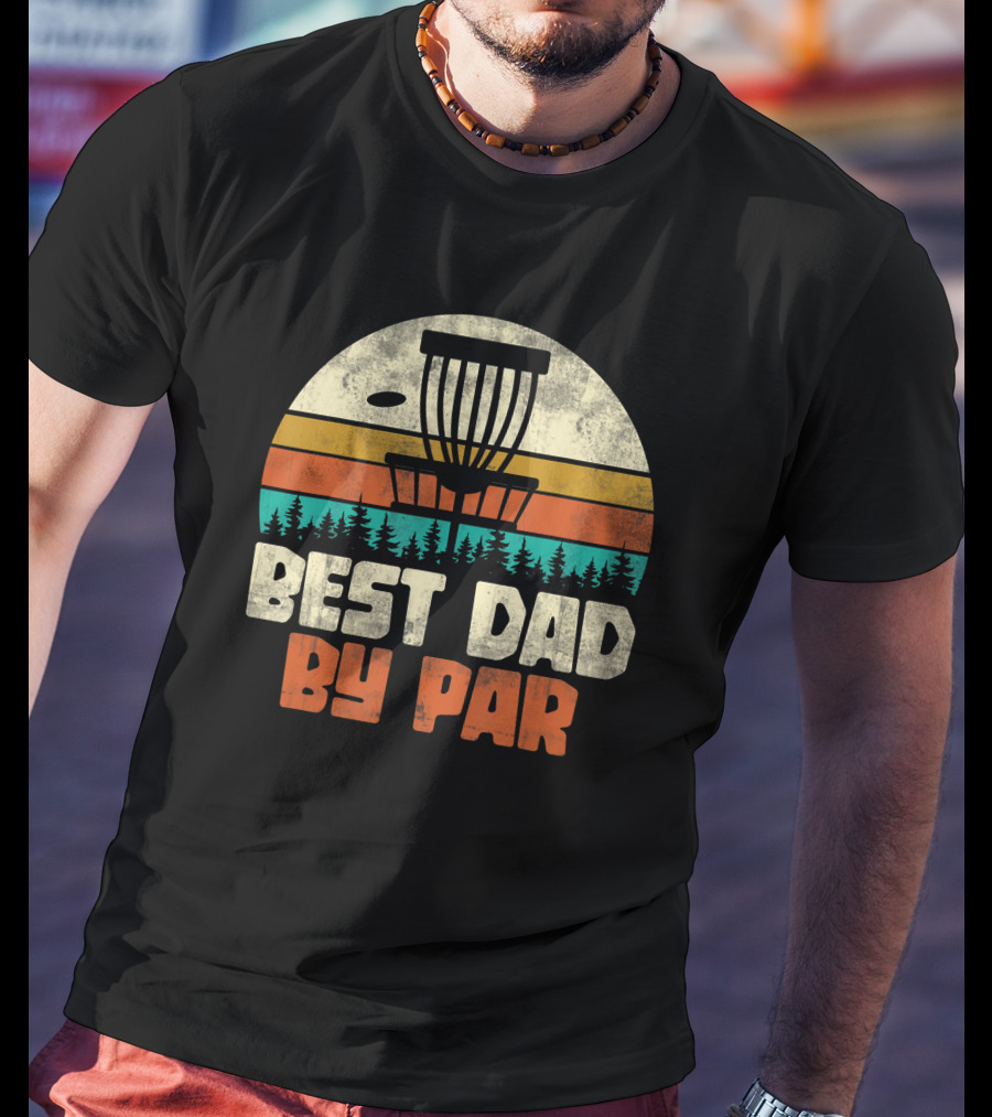 Best Dad By Par Vintage Disc Golf Forest Scene T-Shirt