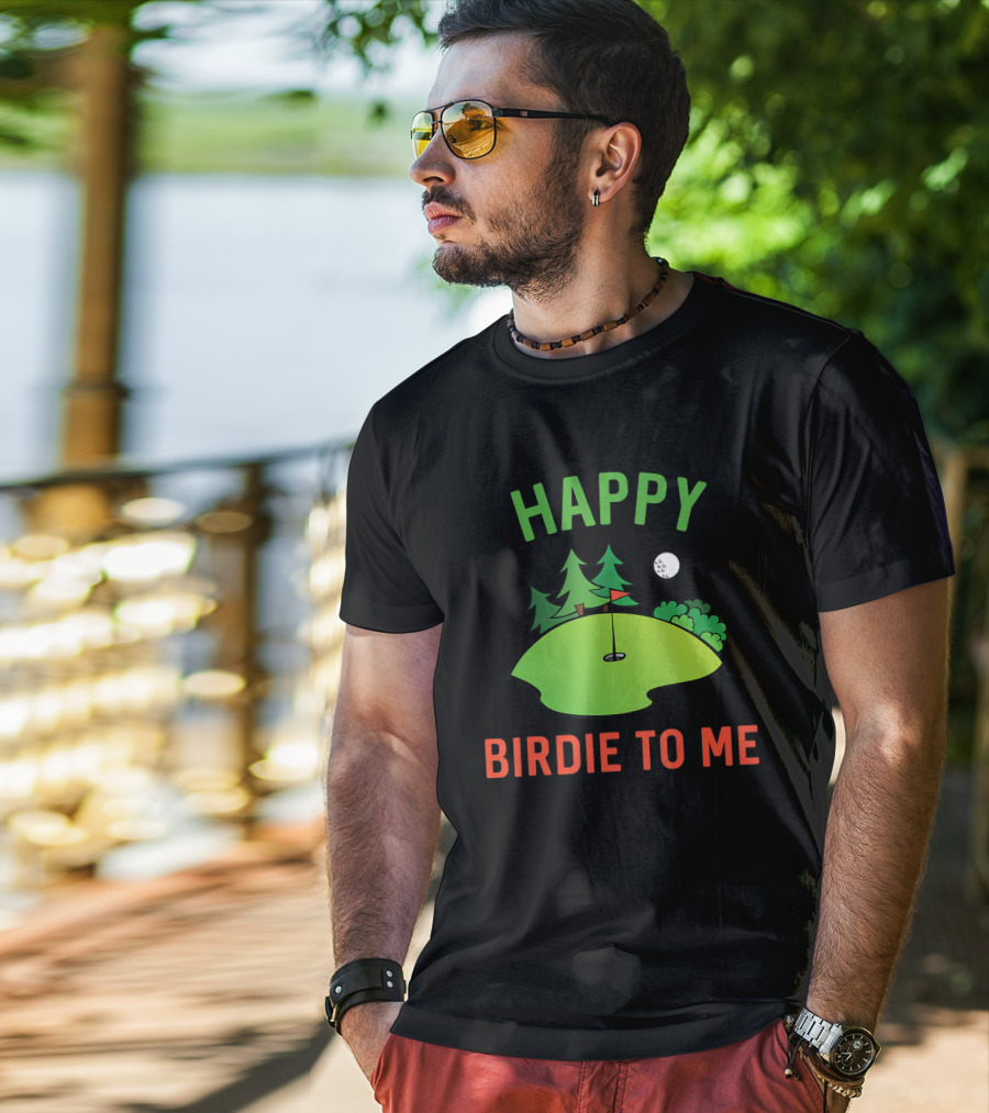 Funny Golf Happy Birdie To Me Golfer Dad Uncle Birthday Golf Course Moon Trees T-Shirt