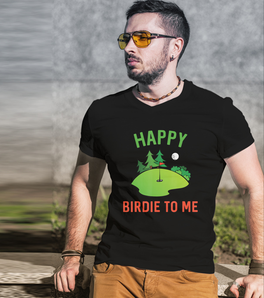 Funny Golf Happy Birdie To Me Golfer Dad Uncle Birthday Golf Course Moon Trees T-Shirt