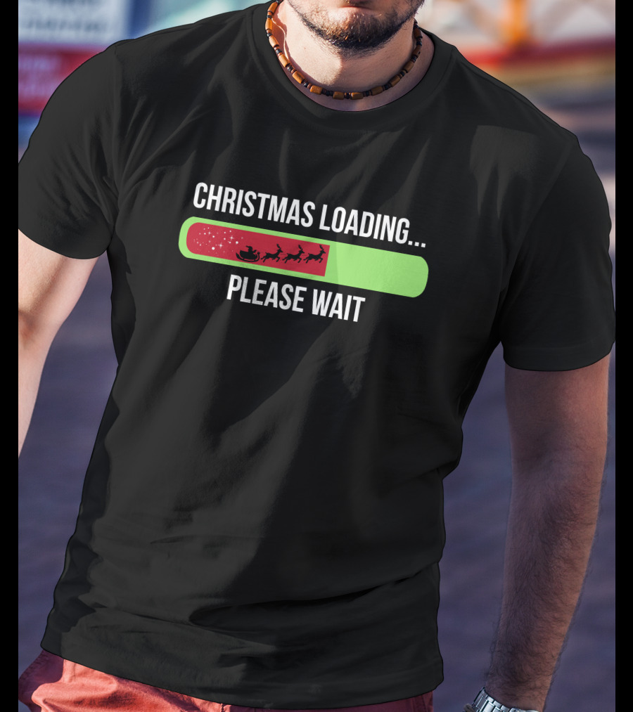 Christmas Loading Please Wait Santa Sleigh T-Shirt