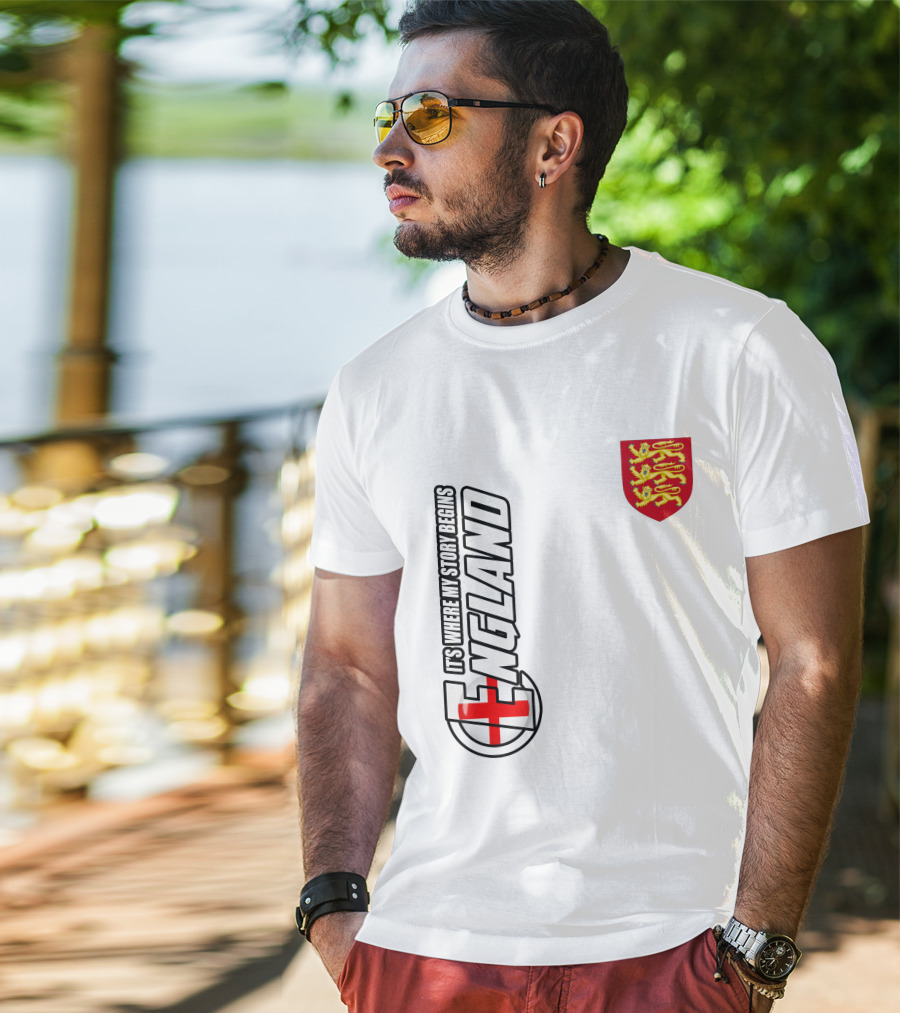 England It's Where My Story Begins Three Lions Crest T-Shirt
