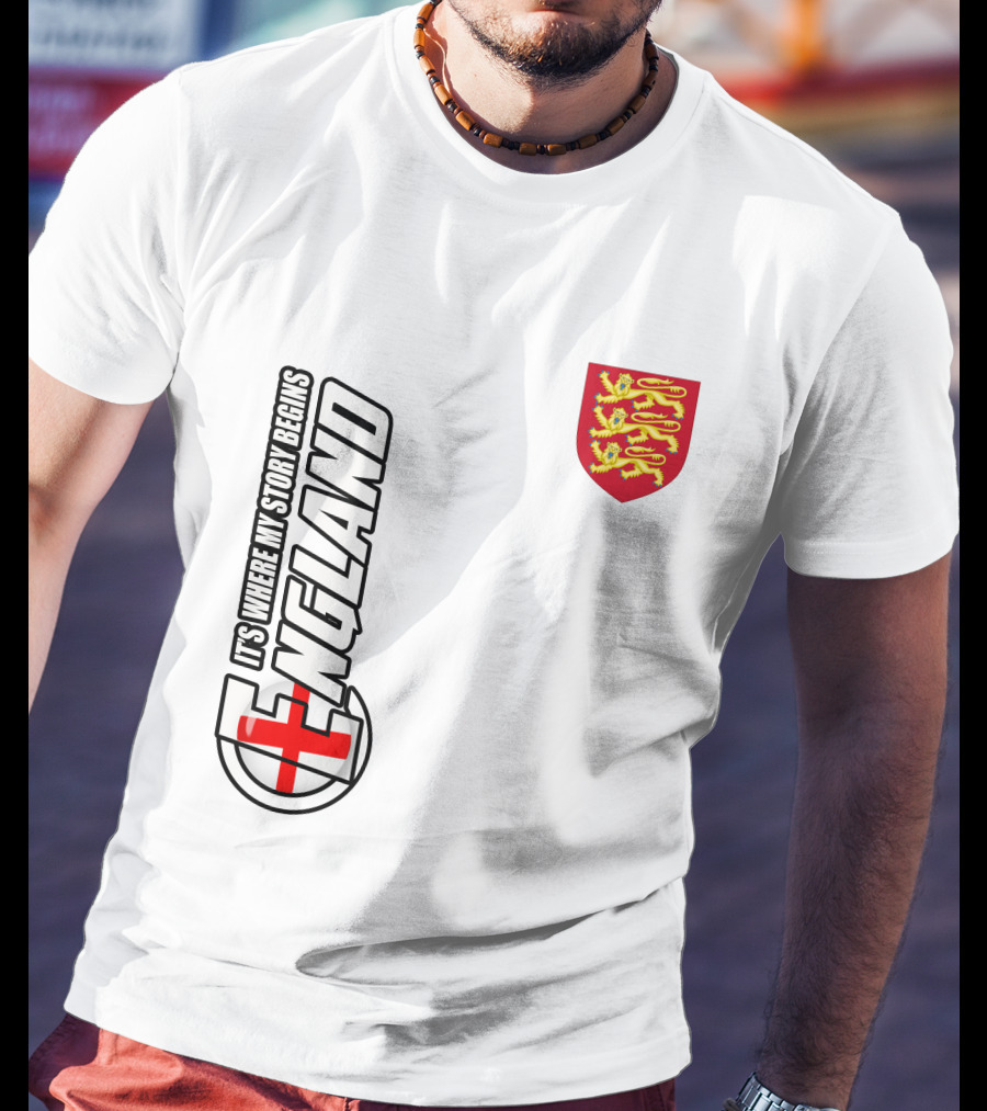 England It's Where My Story Begins Three Lions Crest T-Shirt