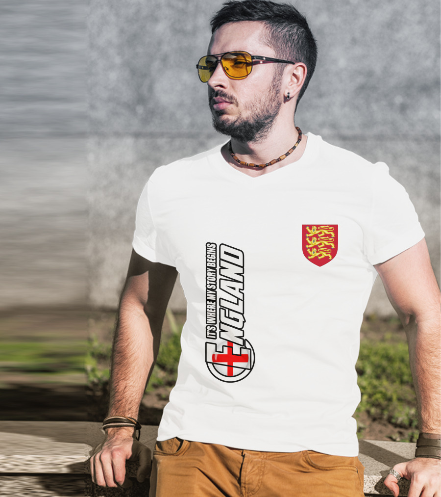 England It's Where My Story Begins Three Lions Crest T-Shirt