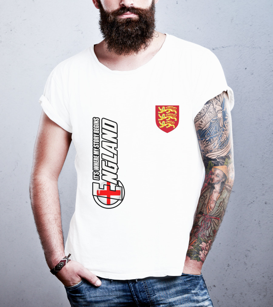 England It's Where My Story Begins Three Lions Crest T-Shirt