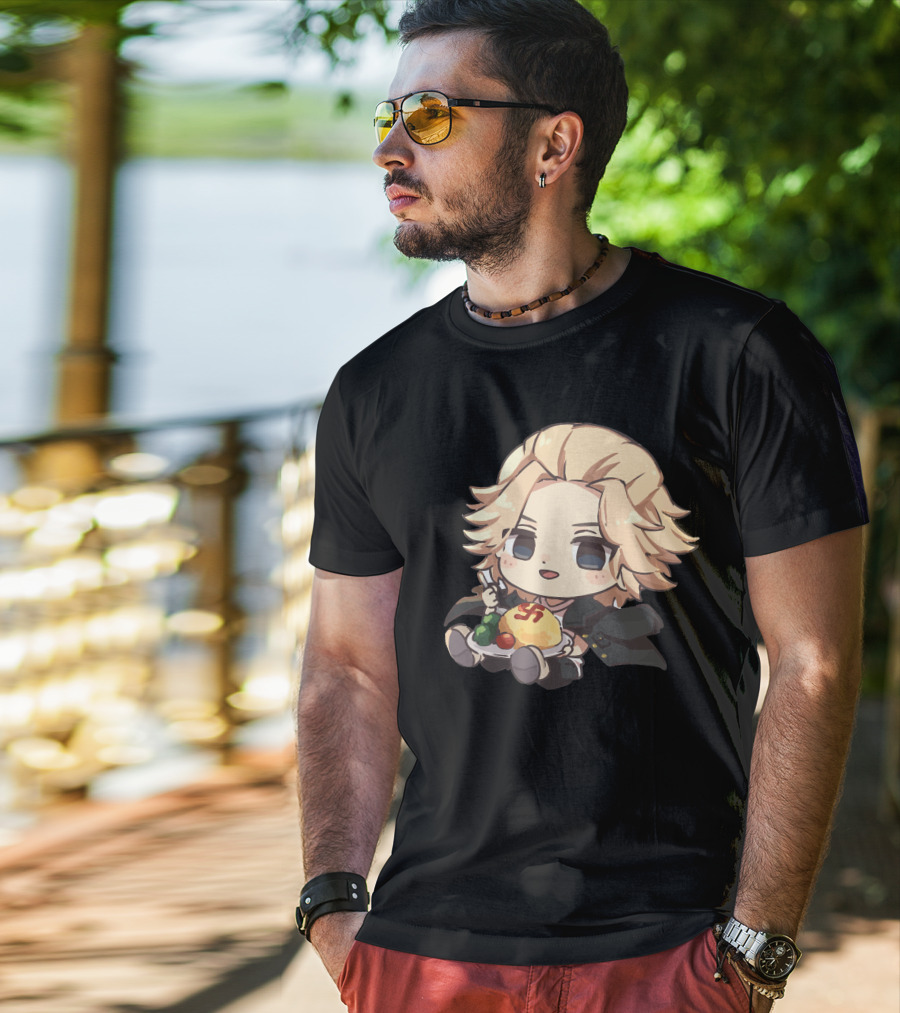 Mikey Holding Omurice Dish Tokyo Revengers Chibi Character T-Shirt