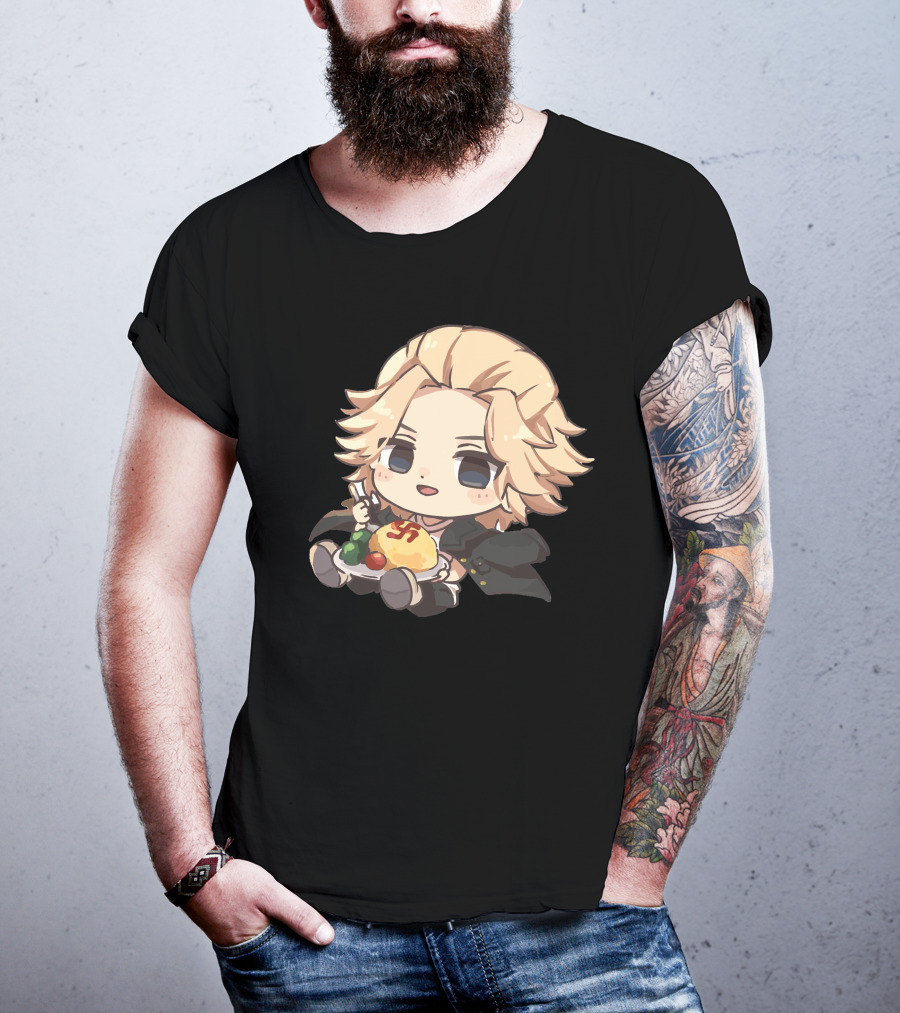 Mikey Holding Omurice Dish Tokyo Revengers Chibi Character T-Shirt