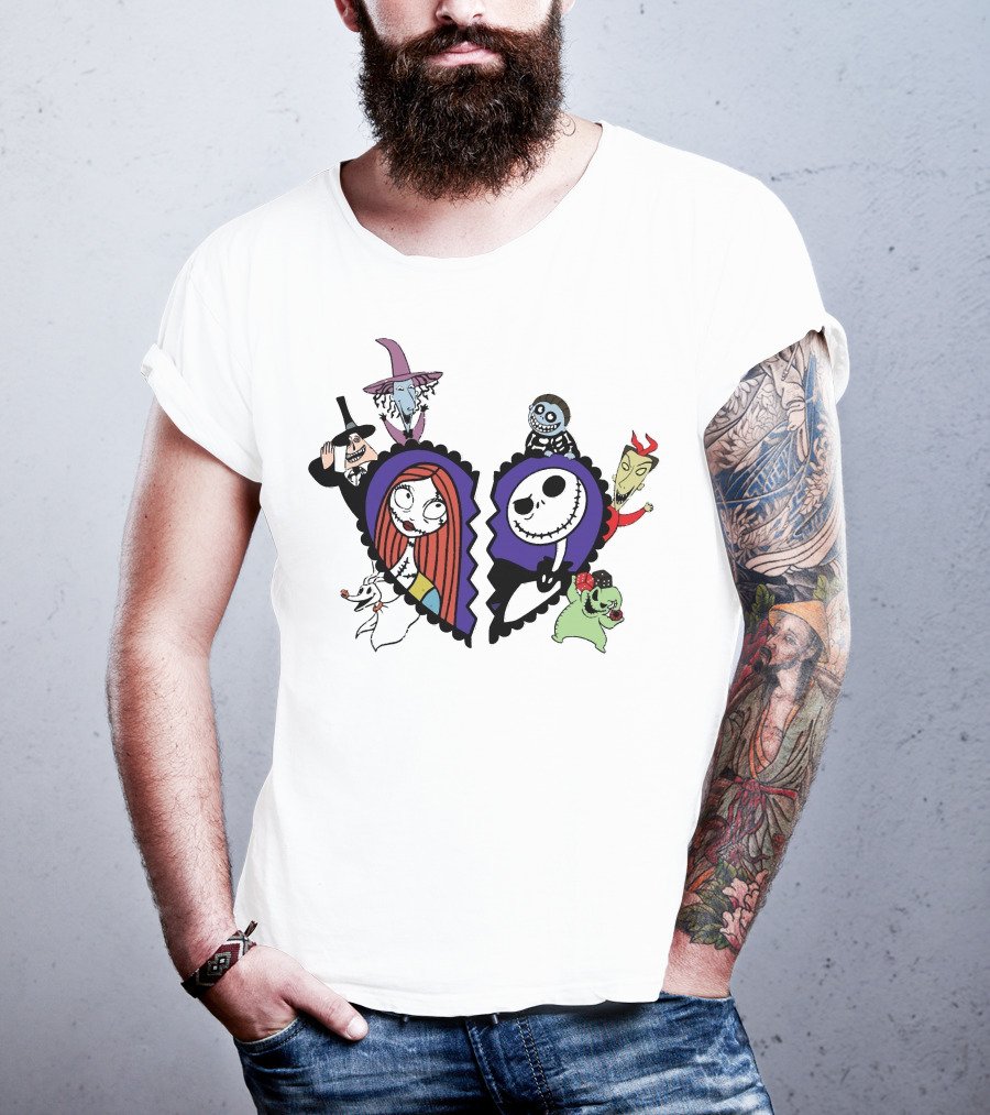 Jack And Sally Nightmare Before Christmas Characters T-Shirt