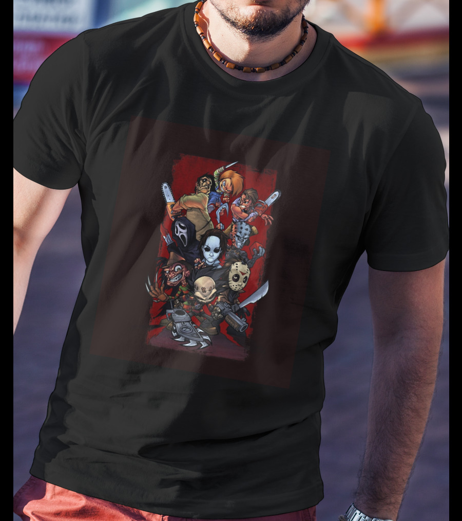 Horror Movies Iconic Characters Animated Group T-Shirt
