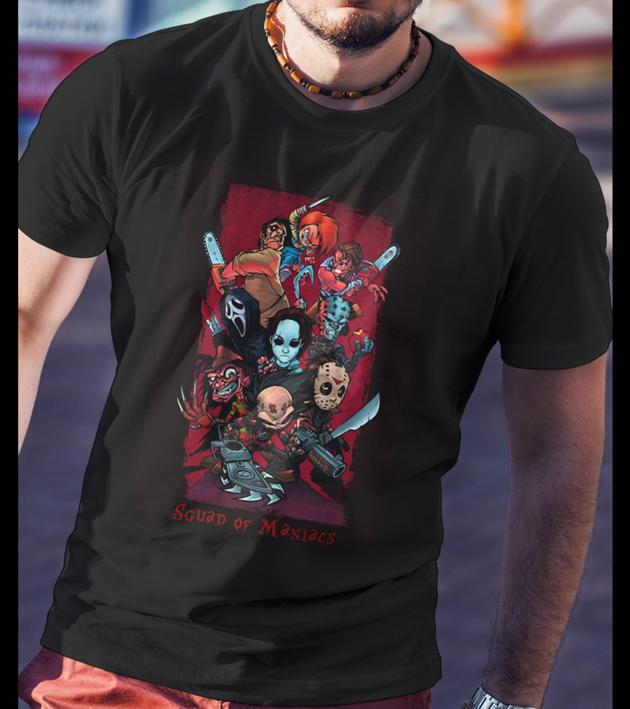 Squad Of Maniacs Horror Icons Together T-Shirt