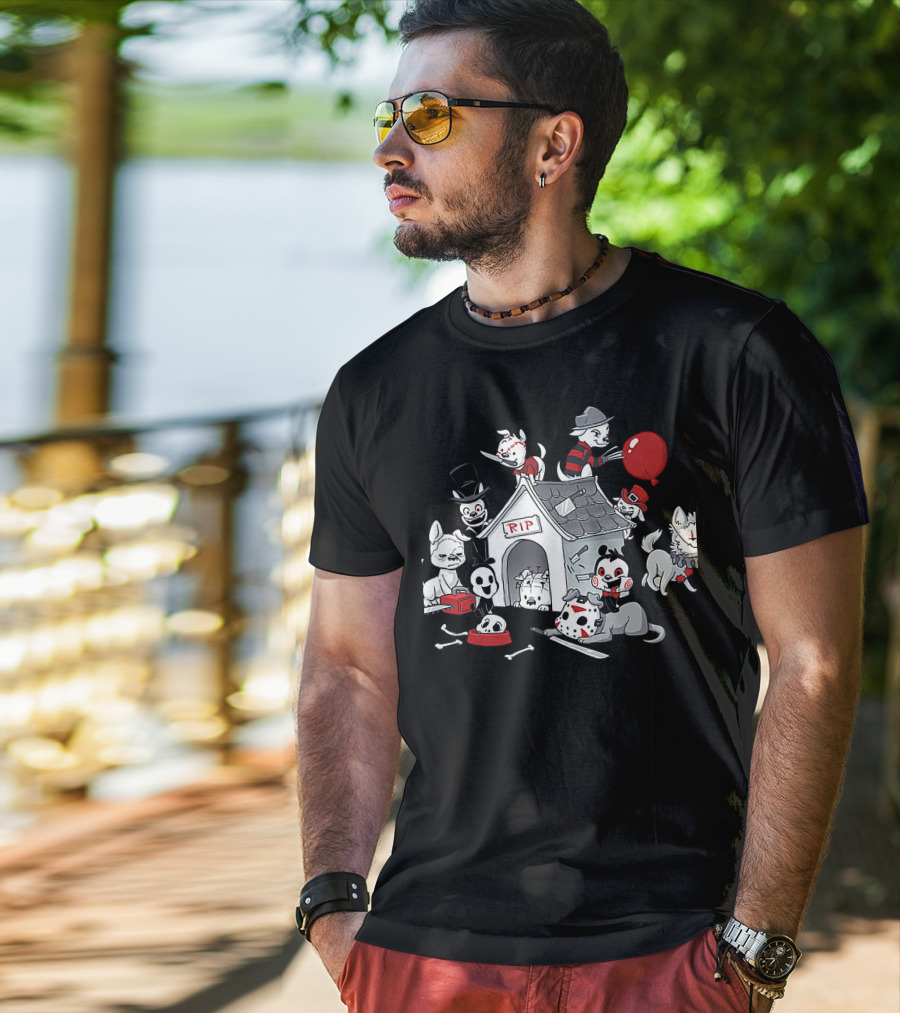 RIP Horror Dogs Icons With Mask And Balloon T-Shirt