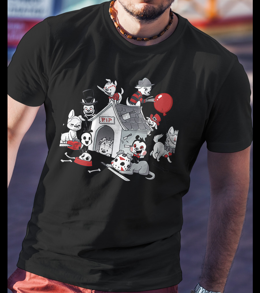 RIP Horror Dogs Icons With Mask And Balloon T-Shirt