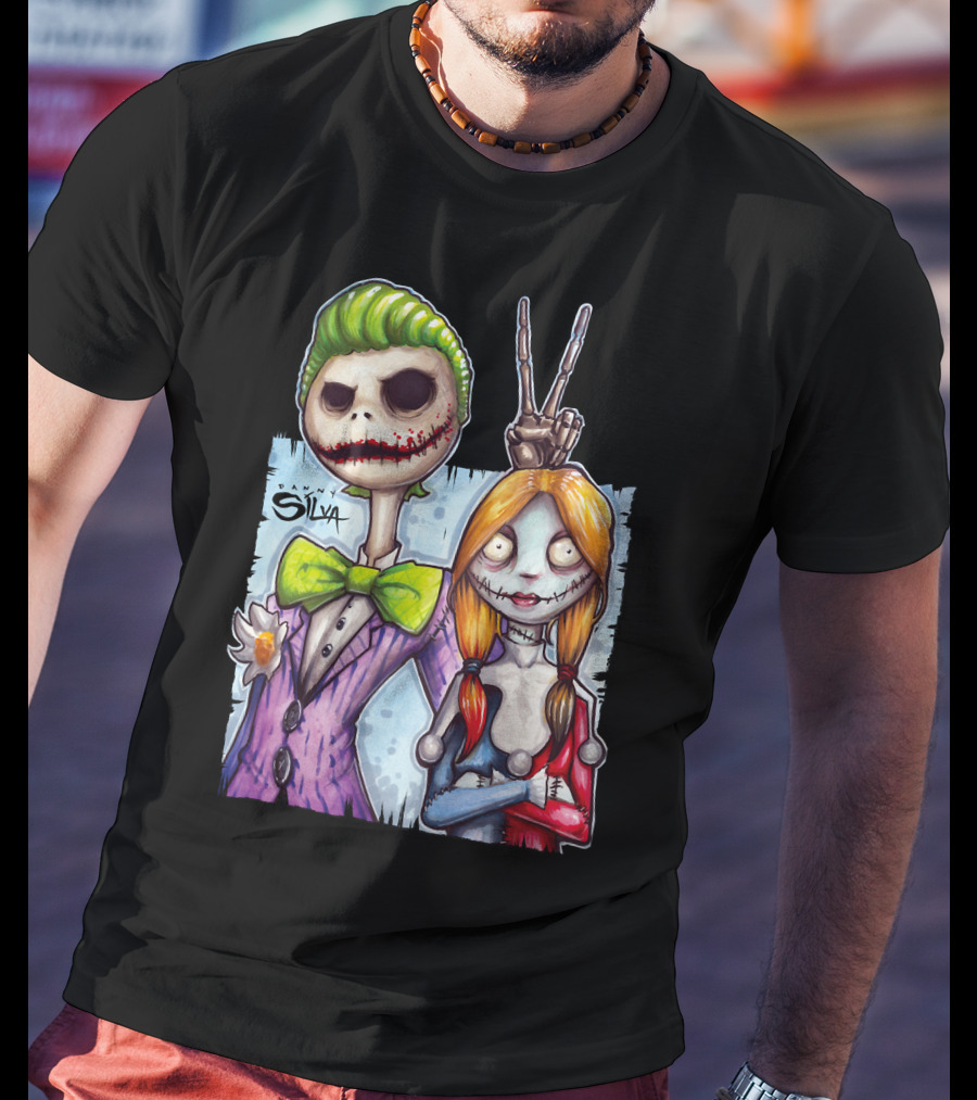 Jack And Sally Danny Silva Art Joker Mashup T-Shirt
