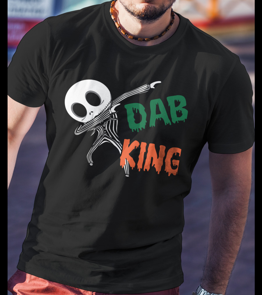 Dab King Skeleton Character In Striped Suit T-Shirt