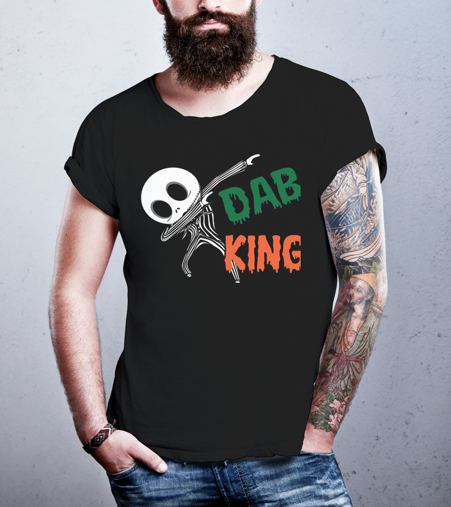 Dab King Skeleton Character In Striped Suit T-Shirt