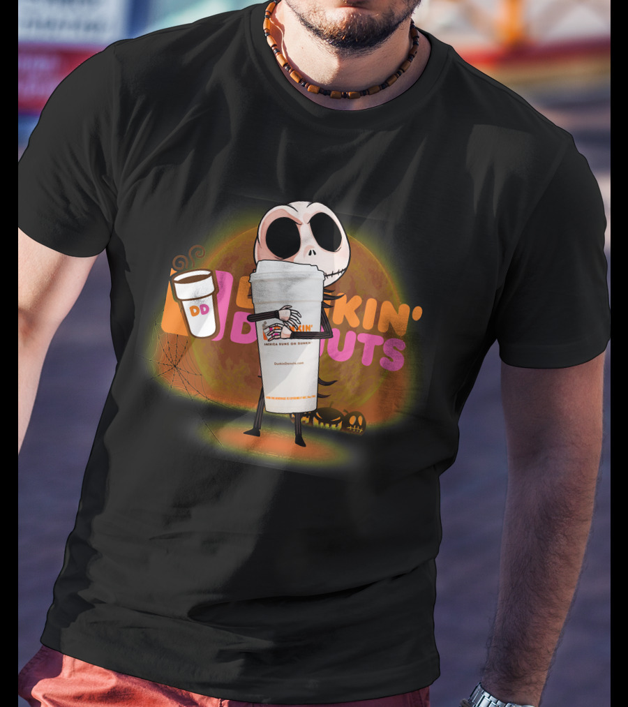 Jack Skellington Dunkin Donuts Halloween Coffee Moon T-Shirt
