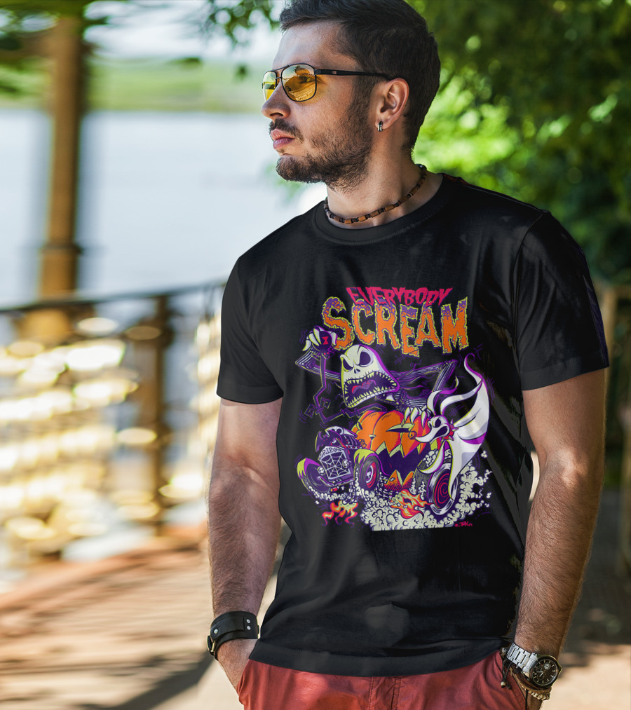 Jack Skellington Everybody Scream Halloween Rides Ghost Dog T-Shirt
