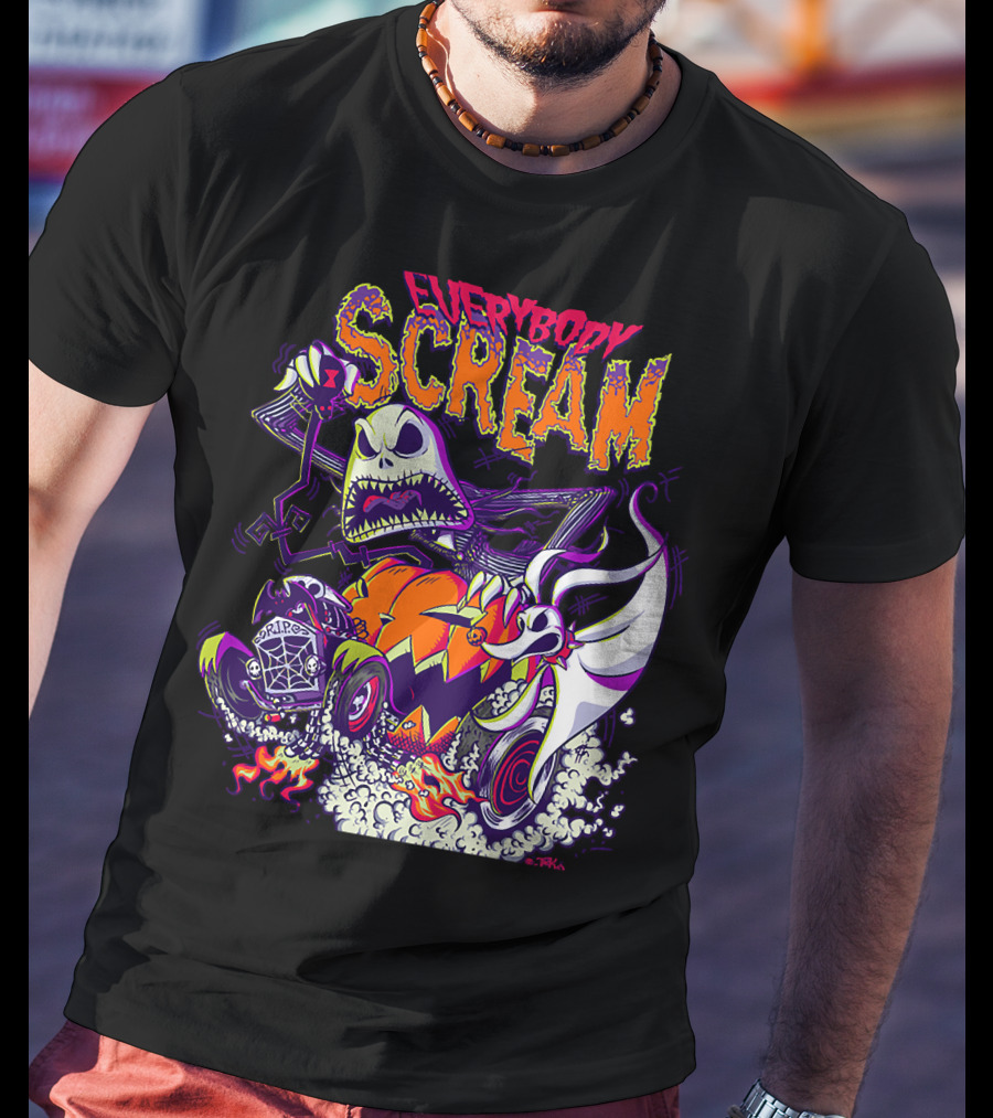 Jack Skellington Everybody Scream Halloween Rides Ghost Dog T-Shirt
