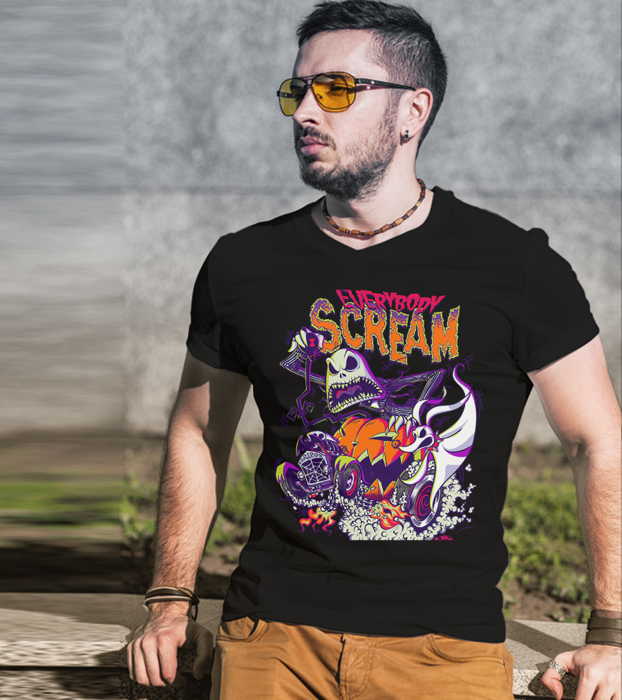Jack Skellington Everybody Scream Halloween Rides Ghost Dog T-Shirt