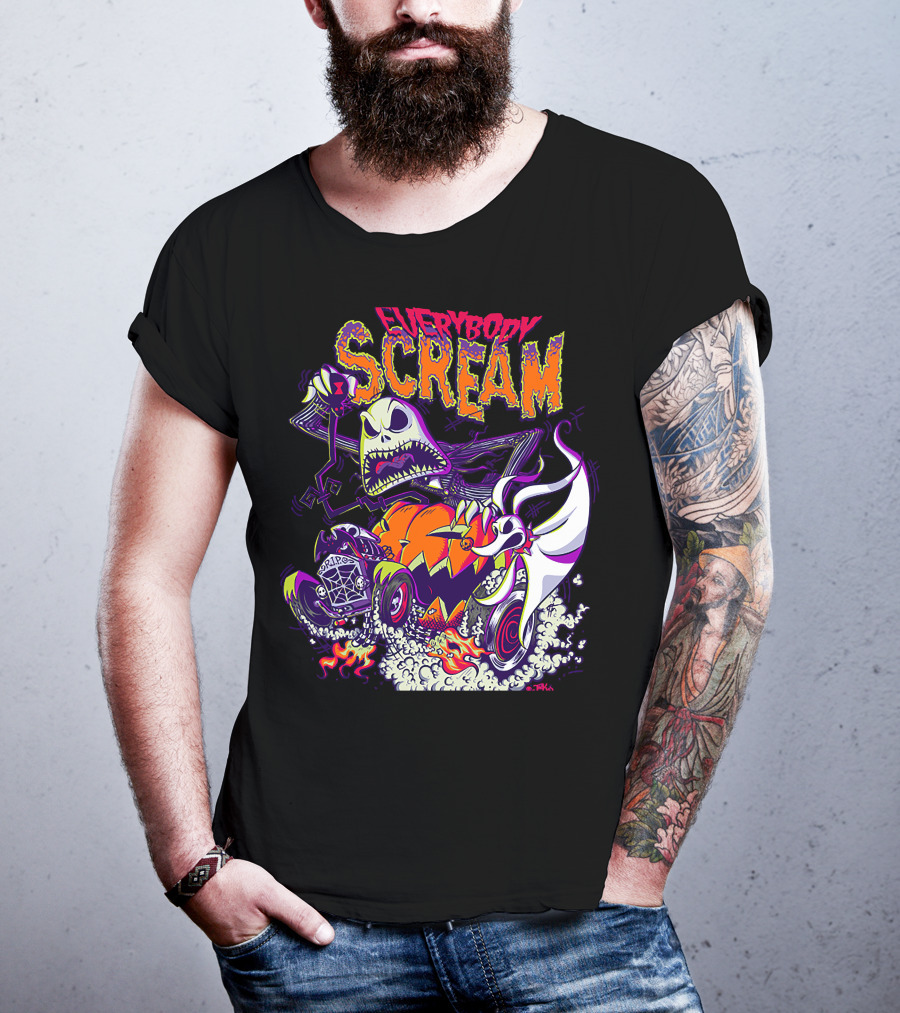 Jack Skellington Everybody Scream Halloween Rides Ghost Dog T-Shirt