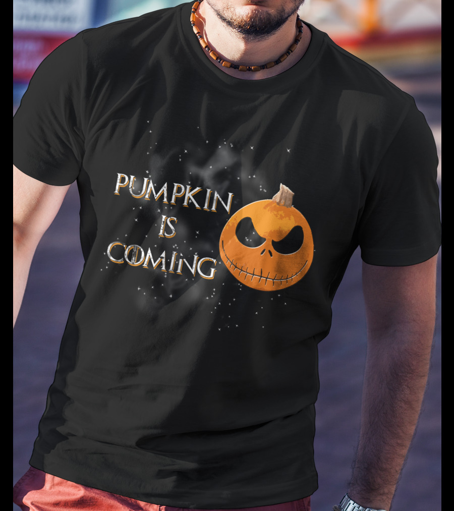 Pumkin Is Coming Halloween Jack-O'-Lantern Face T-Shirt