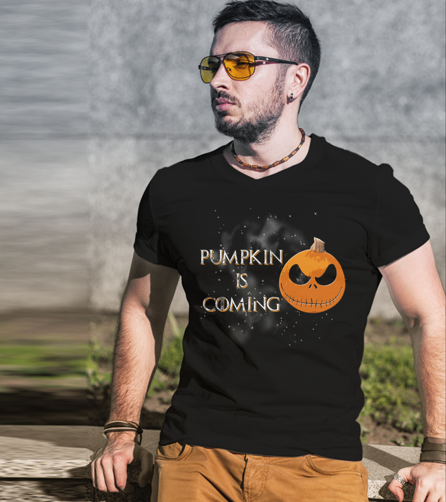 Pumkin Is Coming Halloween Jack-O'-Lantern Face T-Shirt