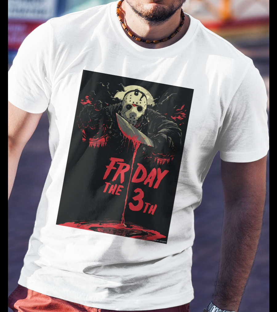 Friday The 13th Jason Mask And Knife Horror Scene T-Shirt