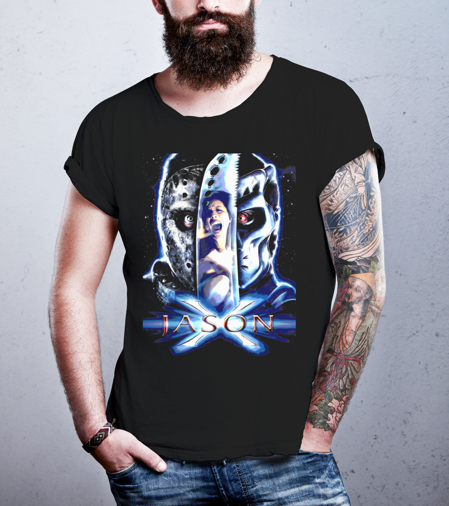 Jason X Horror Iconic Mask And Knife T-Shirt